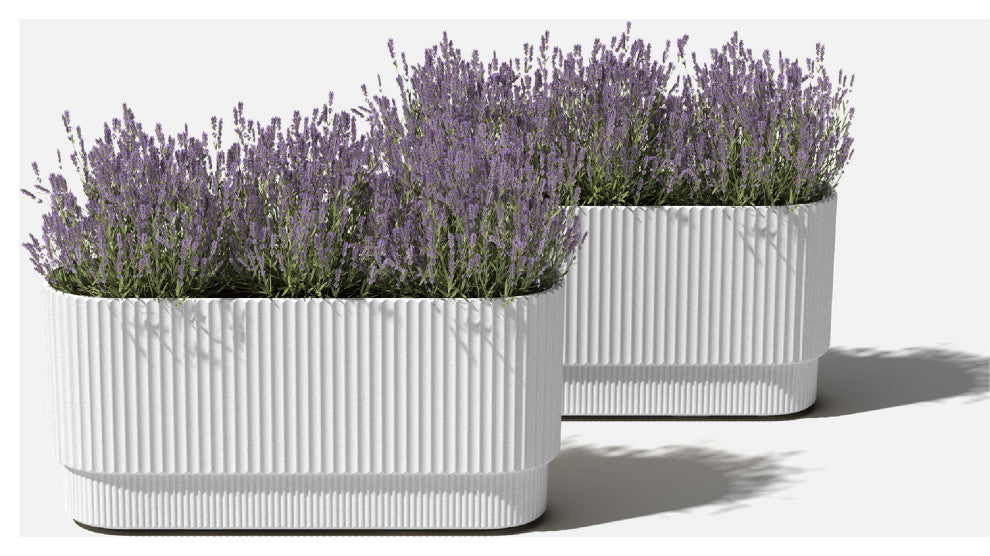 Veradek Demi Series Long 30" Planter, White, 30 Inch, 2 Pack