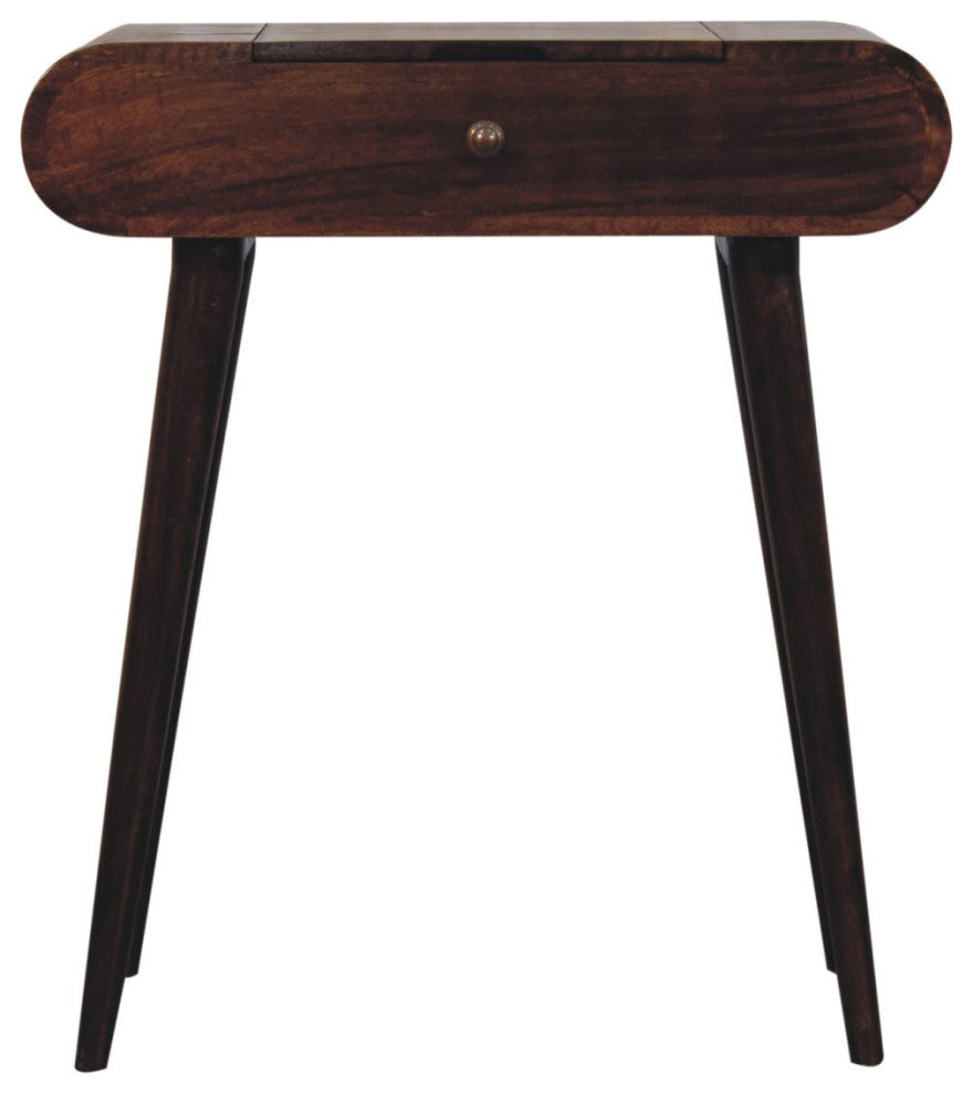 Artisan Furniture Mini California Walnut Dressing Table with Foldable Mirror