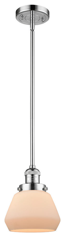 Fulton 1-Light LED Mini Pendant, Polished Chrome, Glass: Matte White Cased