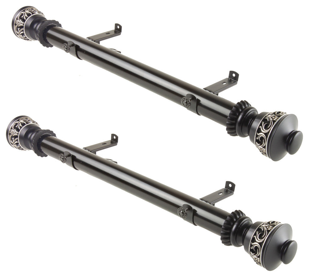 Laurence 1.5" Side Curtain Rod, Black, 24"