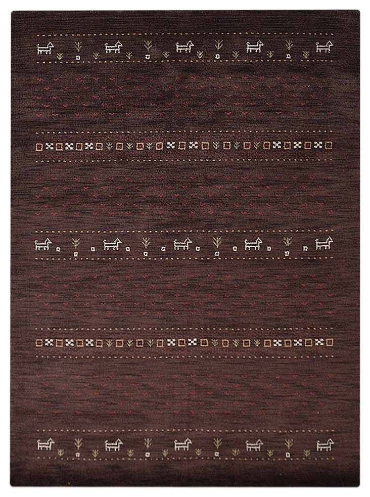HAND KNOTTED LOOM WOOL ECO-FRIENDLY AREA RUGS - Rectangle, Brown, Contemporary