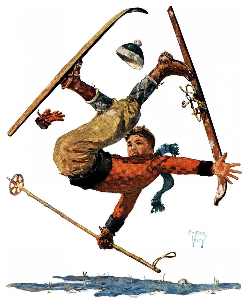 "Wipeout on Skis" Painting Print on Canvas by Eugene Iverd