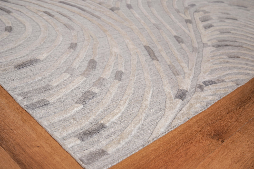 Overture Handmade Hand Loomed Wool and Bamboo Silk Gray Area Rug