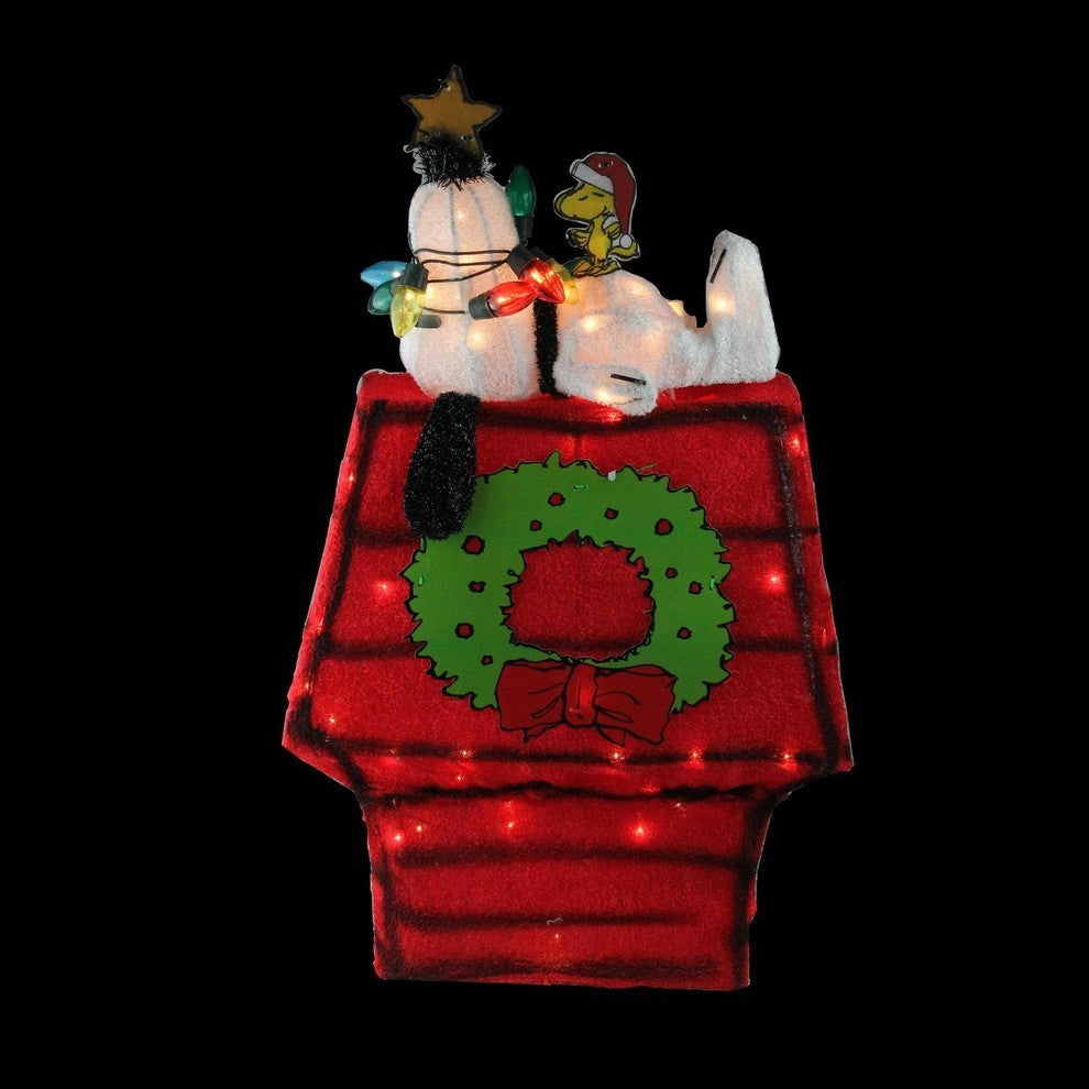27" Pre-Lit Peanuts 3-Dimensional Snoopy With Star Christmas Outdoor Decoration