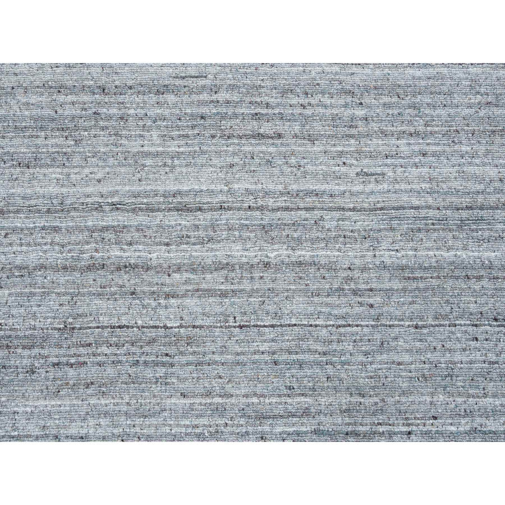 Coin Gray Hand Loomed Modern Striae Design Wool Round Oriental Rug 11'10"x11'10"