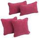 Double-Corded Solid Microsuede Throw Pillows With Inserts, Set of 4, Bery Berry