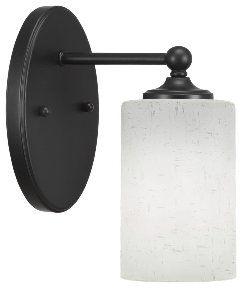 Capri 1-Light Wall Sconce, Matte Black/White Muslin