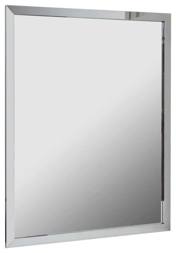 Rectangular Aluminum Framed Wall Mounted Bathroom Mirror, Chrome;, 24" X 30";