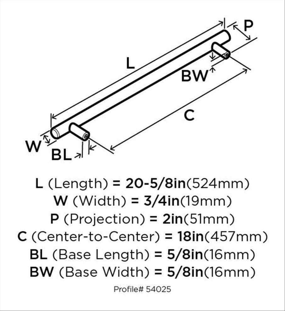 Bar Pulls 18" Center-to-Center Polished Nickel Appliance Pull