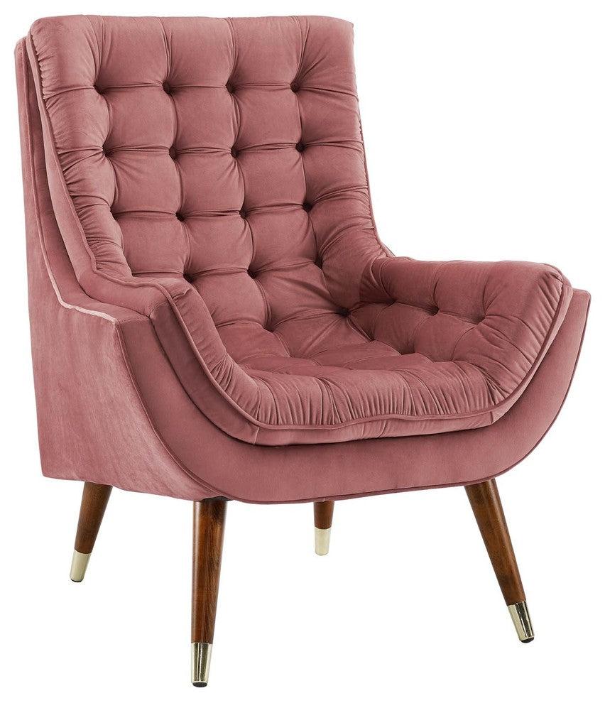 Dusty Rose Suggest Button Tufted Performance Velvet Lounge Chair