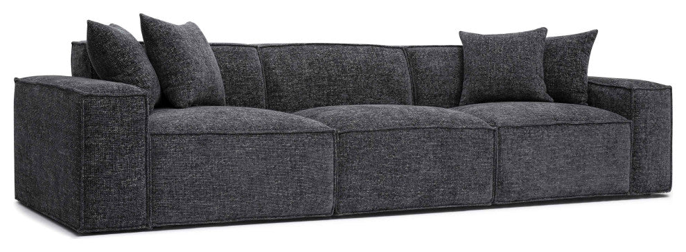 Mindy Chenille Basketweave Modular Sofa, Charcoal