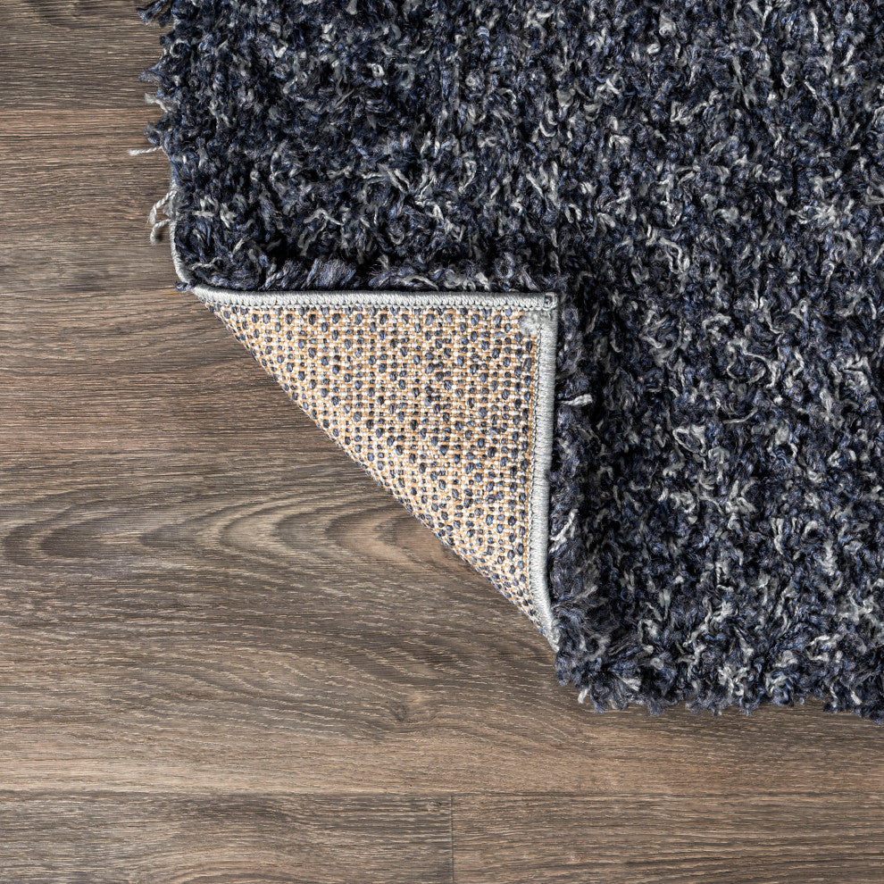 Mercer Shag Plush Area Rug, Denim Blue, 2 X 8