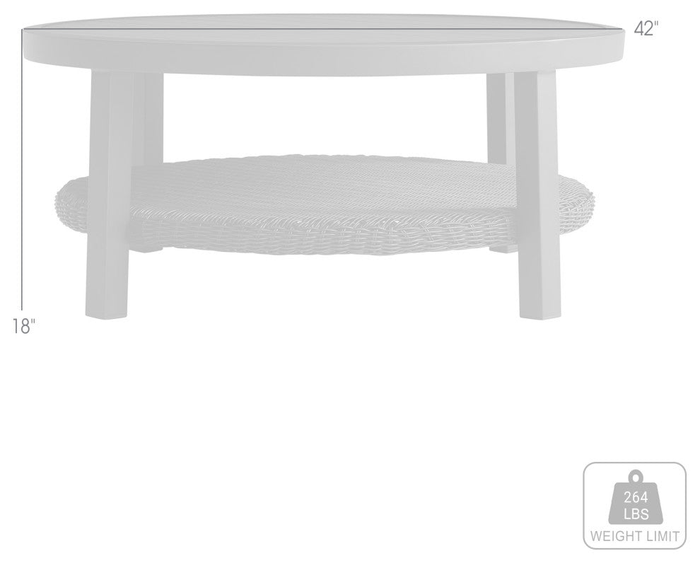 Grand Black Aluminum Outdoor Round Conversation Table With Wicker Shelf