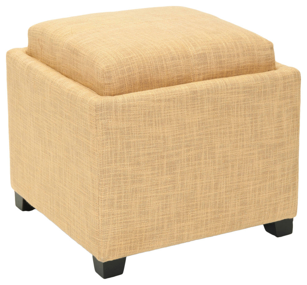Safavieh Harrison Single Tray Ottoman, Gold Viscose/Polyester