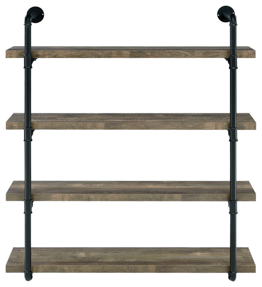 40" Wall Shelf, Black And Rustic Oak