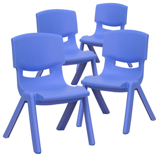 4 Pack Plastic Stackable School Chairs with 10.5" Seat Height, Blue