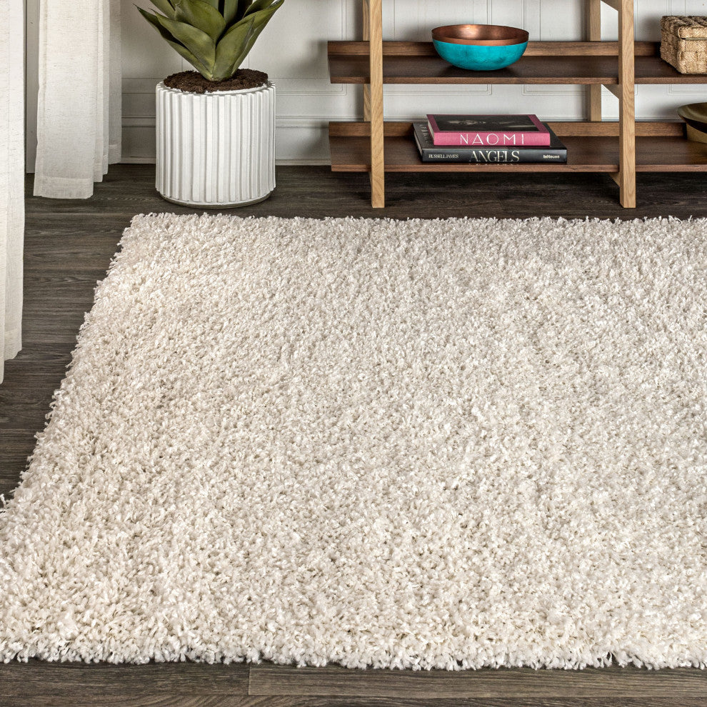 Mercer Shag Plush Area Rug, Cream, 8 X 10