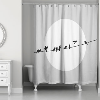 Light Gray Birds on a Line 71x74 Shower Curtain