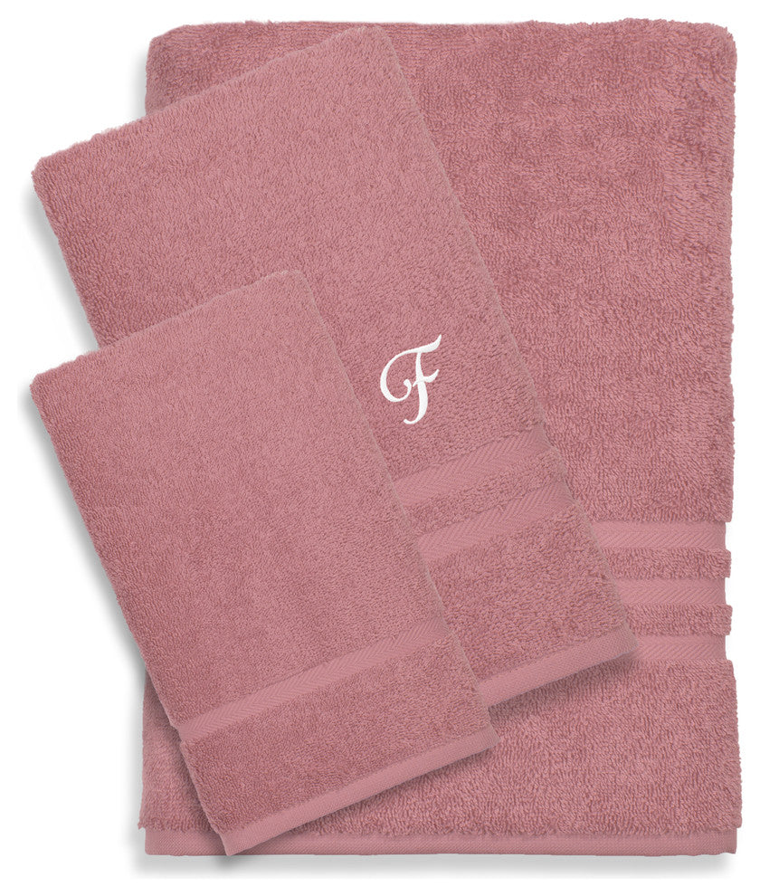 Denzi 3-Piece Towel Set Monogrammed Letter, F