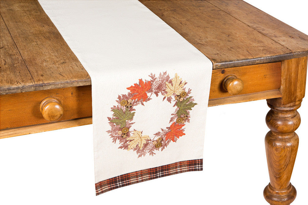 Maple Wreath Fall Table Runner, 13"x72"