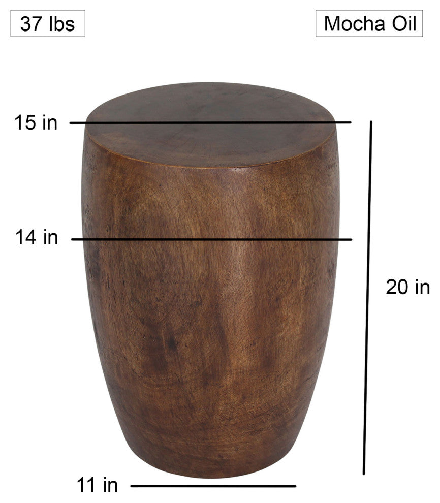 Haussmann Mango Wood Merlot End table 15 in D x 20 in High Mocha Oil