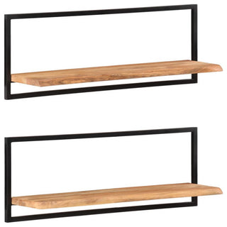vidaXL Wall Shelves Floating Shelves Display Shelves 2 Pcs Solid Acacia Wood