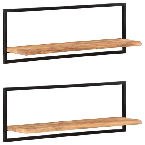 vidaXL Wall Shelves Floating Shelves Display Shelves 2 Pcs Solid Acacia Wood