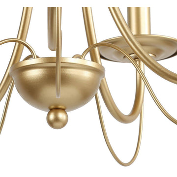LNC 5-Light Modern Matte Metal Candle-Style Chandelier, Gold