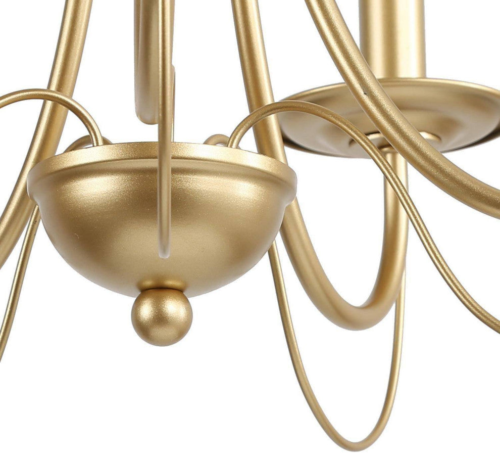 LNC 5-Light Modern Matte Metal Candle-Style Chandelier, Gold