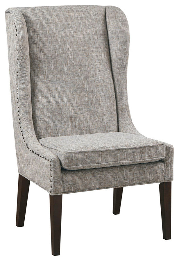 Madison Park Garbo High Winged Dining Chair, Light Grey
