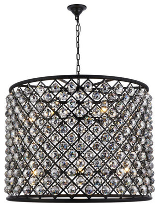 Elegant Lighting 1206D35-SS/RC Madison 12 Light 36"W Crystal Drum - Polished