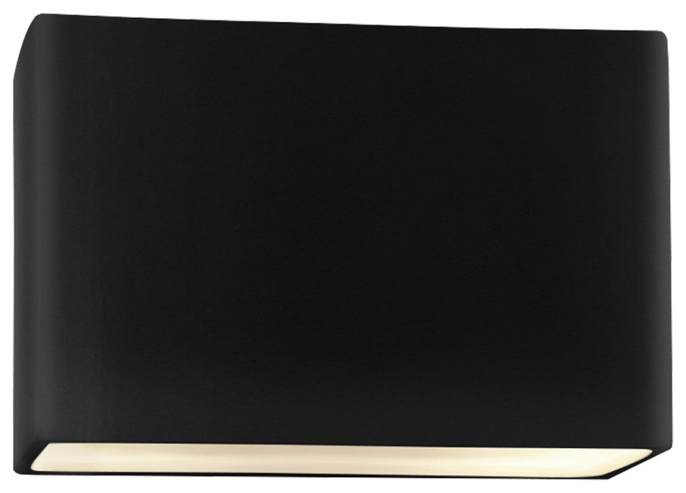 Ambiance LED ADA Outdoor Ceramic Rectangle Wall Sconce With Open Top/Bottom, Carbon Matte Black