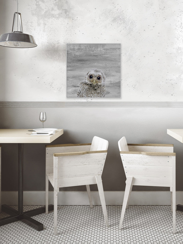 "Snow Owl" Floater Framed Painting Print on Canvas, 40"x40"