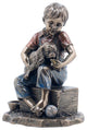 Boy Feeding Puppy Dog Statue