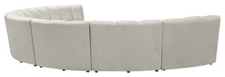 Infinity Channel Tufted Velvet Modular Chair, Cream, 7 Piece
