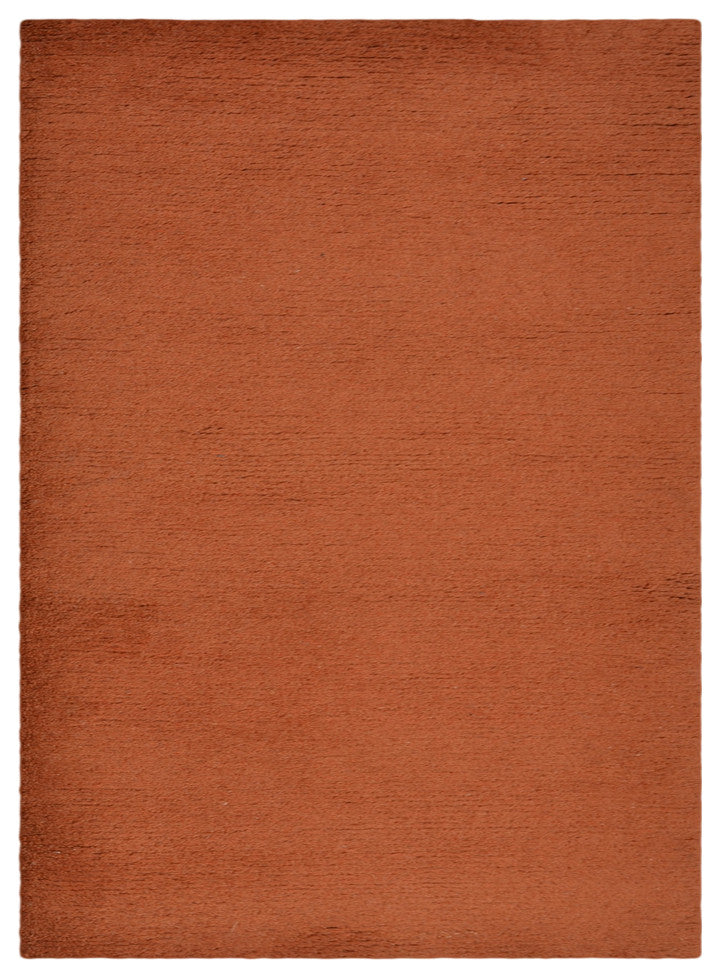 Hand Knotted Tibbati Wool Area Rug Solid Dark Orange