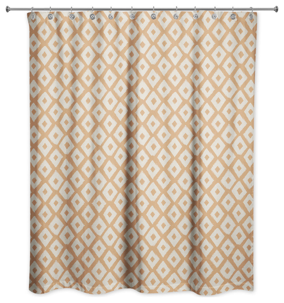 Terracotta Brush Diamonds 71x74 Shower Curtain
