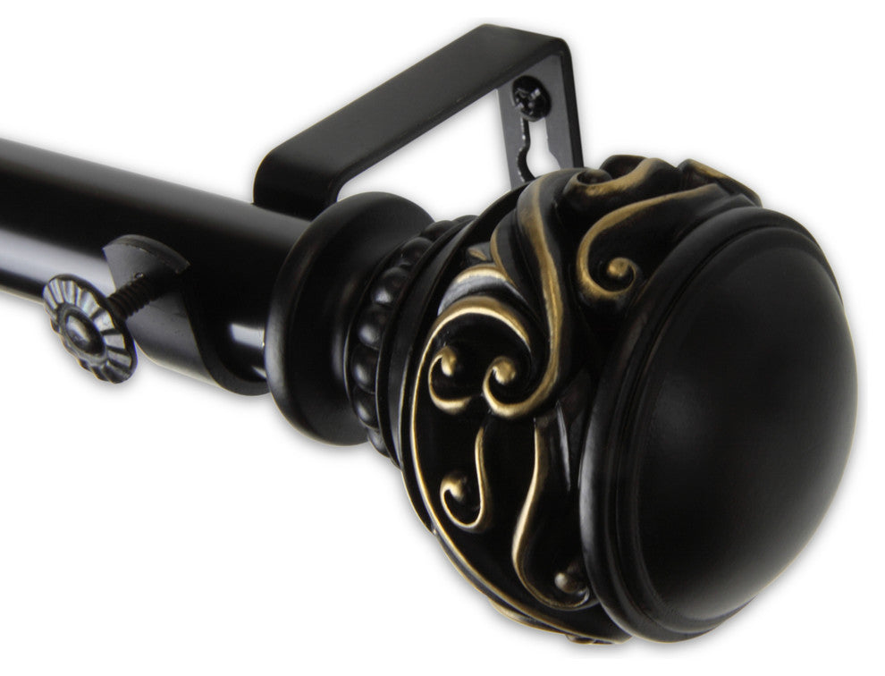 Claudia 1" Curtain Rod, Black, 160"-240"