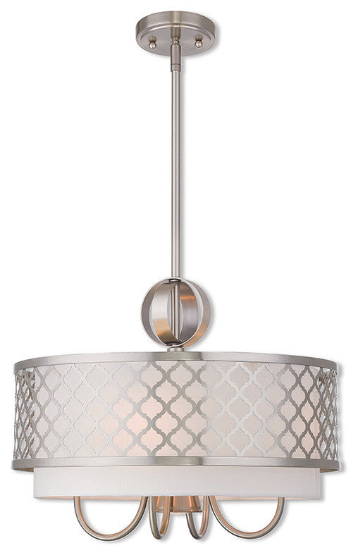 Livex Lighting Arabesque Light Pendant Chandelier, Brushed Nickel