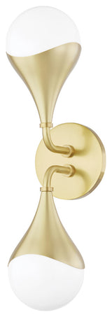 Ariana 2-Light LED Bath Bracket, Aged Brass, Opal Glossy Glass