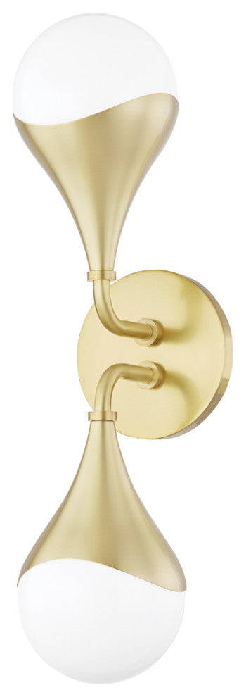 Ariana 2-Light LED Bath Bracket, Aged Brass, Opal Glossy Glass