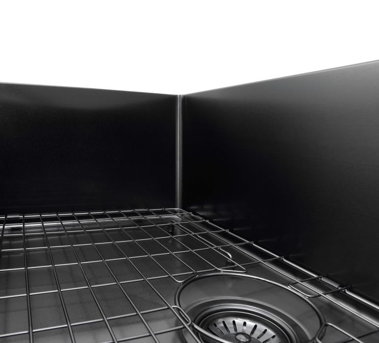 32 in. Single Bowl Undermount Kitchen Sink in Black PVD Nano