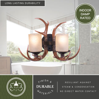 Yoho 2-Light Antler Vanity Black Walnut