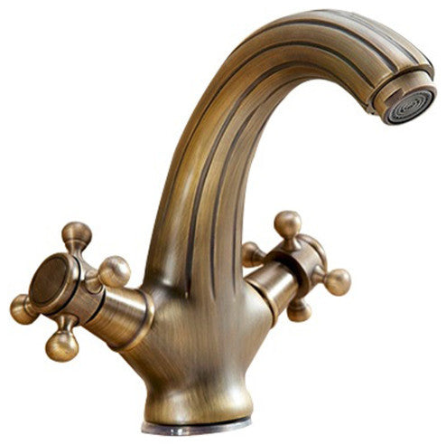 Naples Antique Double Handle Bathroom Sink Faucet Gold