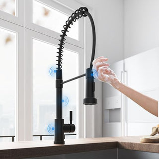 Matte Black Spring Style Touch Control Kitchen Faucet with Pull Out Sprayer