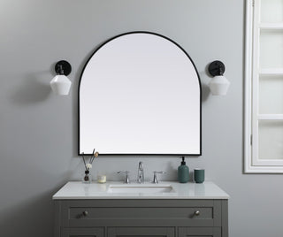 Elegant Decor Metal Frame Arch Mirror 36X36" in Black
