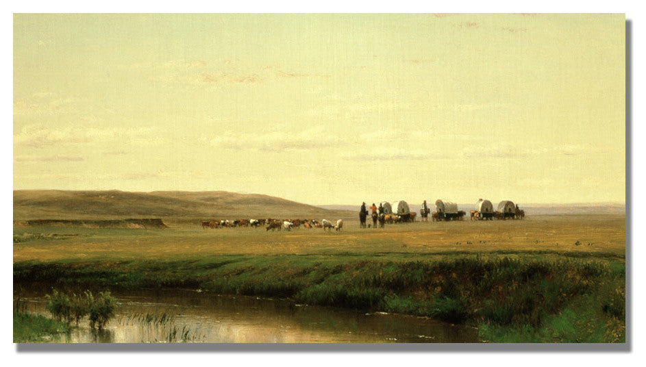 'A Wagon Train on the Plain' Canvas Art by Thomas Ehittredge