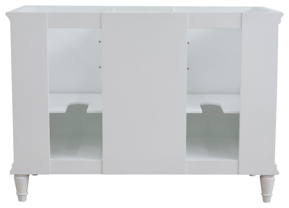 49" Double Vanity, White Finish With Black Galaxy And Oval Sink
