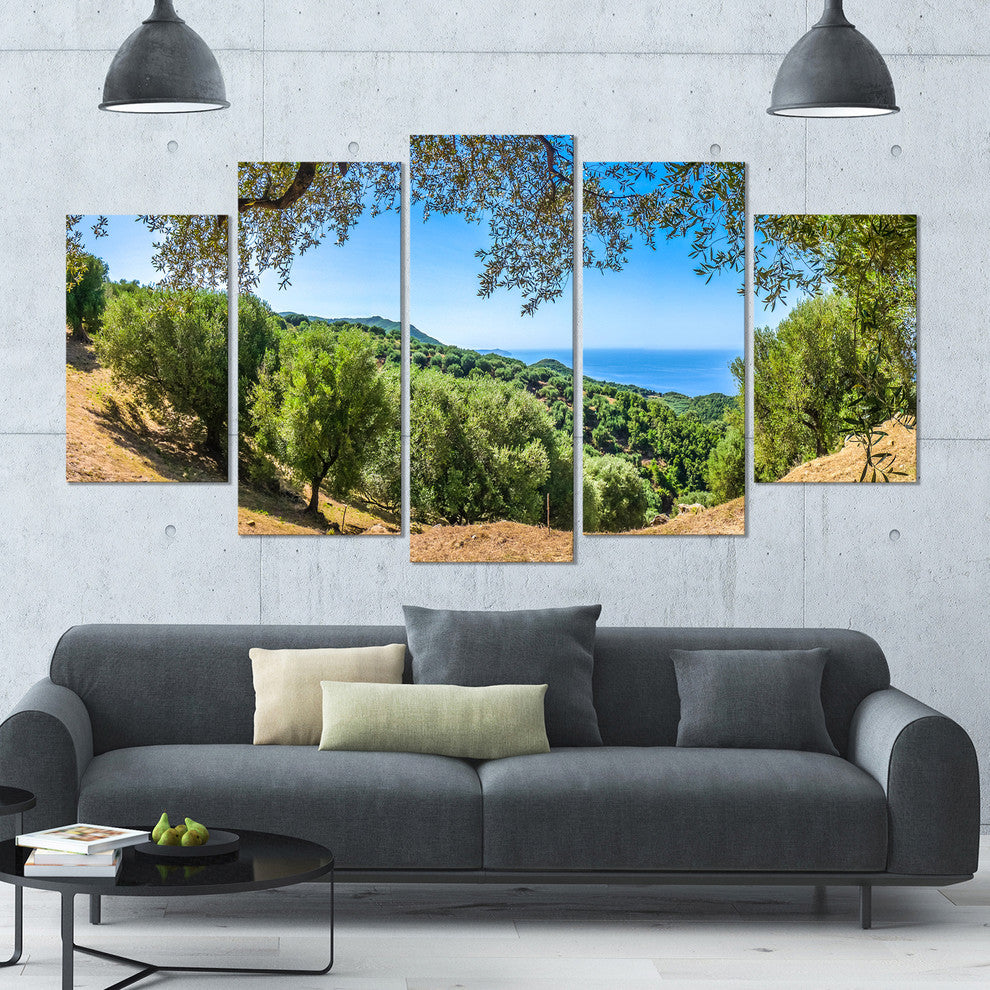 Cilentan Coast Campania Italy, Landscape Canvas Art Print, 60"x32", 5 Panels