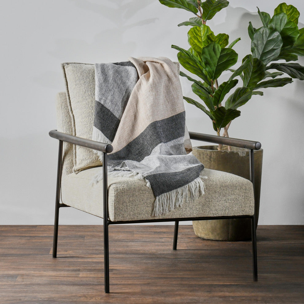 Talara 100% Belgian Linen 50"x70" Throw Blanket Blanket, Multicolor